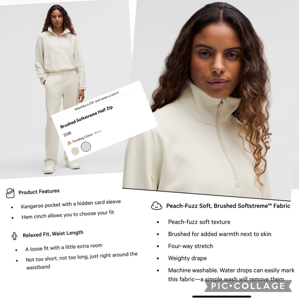 Lululemon | Womens Brushed Softstreme Half Zip Pull Over Sweatshirt Jacket